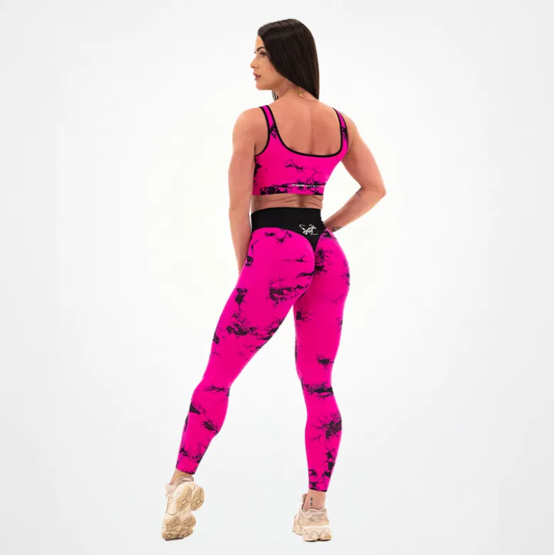 Leggings Seamless Donna Tie Dye Fucsia