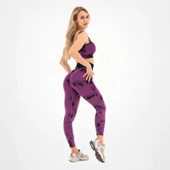 Leggings Seamless Donna Tie Dye Borgogna