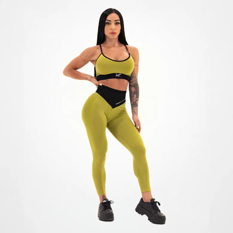 Leggings Seamless Donna Verde Militare