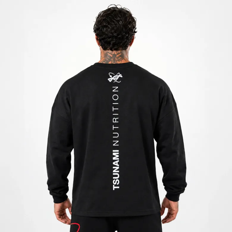 T-shirt Oversize manica lunga Tsunami Nera