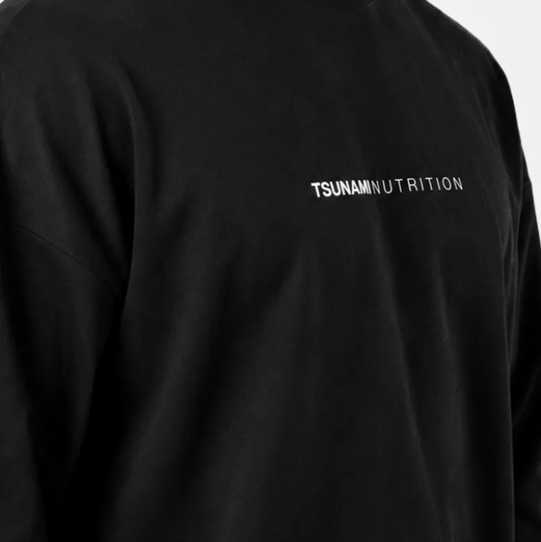 T-shirt Oversize manica lunga Tsunami Nera