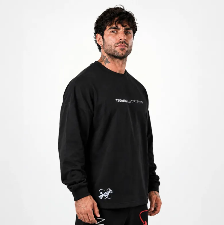 T-shirt Oversize manica lunga Tsunami Nera
