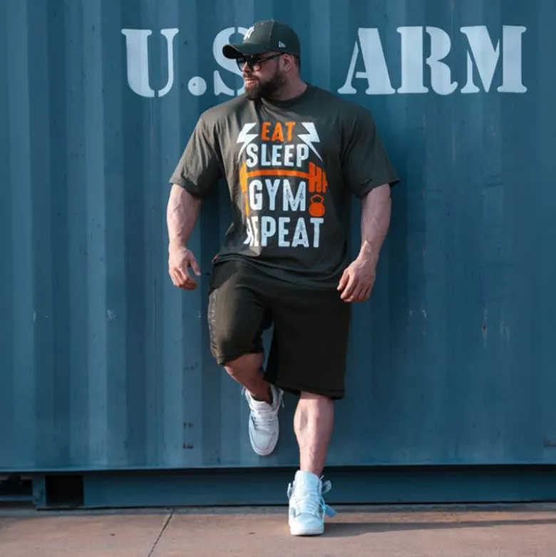 T-Shirt Oversize Vintage "EAT-SLEEP-GYM-REPEAT"